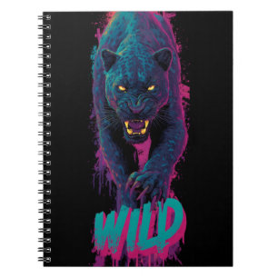 Cuaderno Ilustración vertical y agresiva de pantera negra