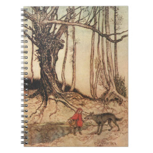 Cuaderno Ilustración vintage de Caperucita Roja y el Lobo d