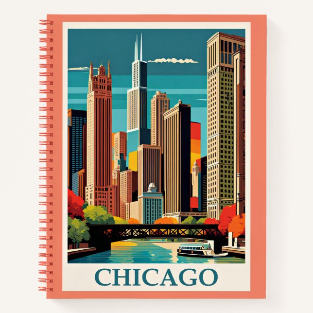 Cuaderno Ilustracion Vintage de Chicago (Anverso)