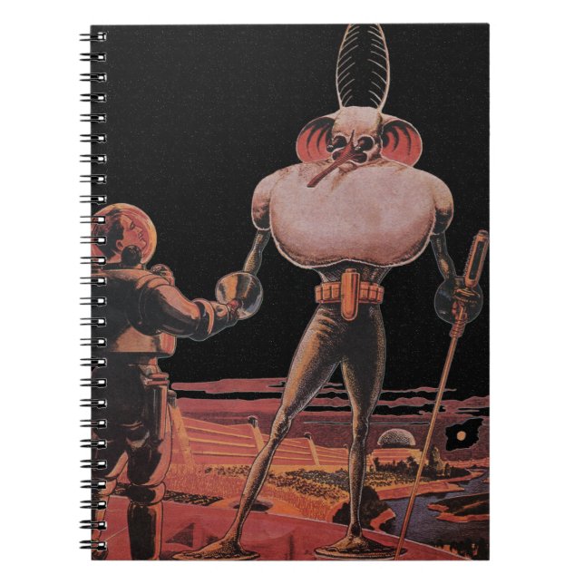 Cuaderno Ilustración vintage de ciencia ficción astronauta  (Frente)