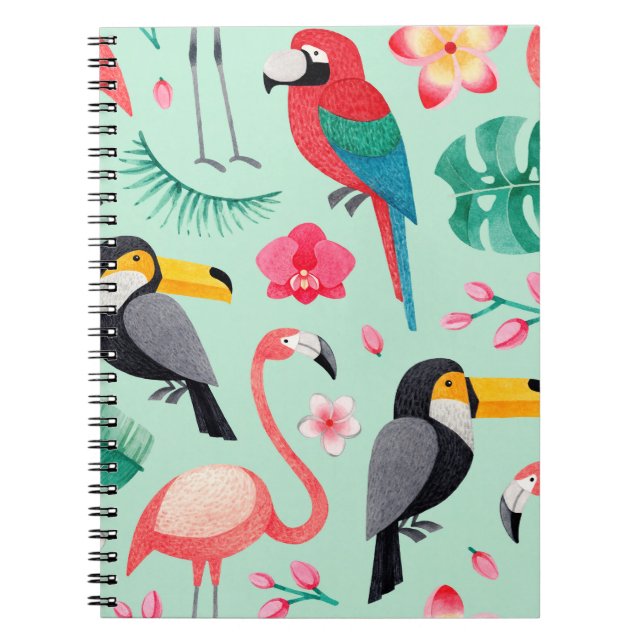 Cuaderno Ilustraciones acuáticos, flores tropicales (Frente)
