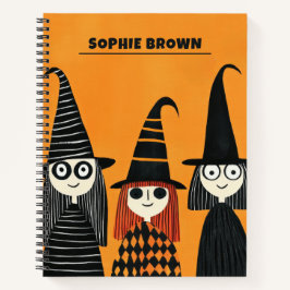 Cuaderno Ilustraciones de bruja con nombre Halloween