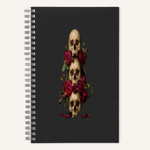 Cuaderno Ilustraciones de fantasía oscura con rosas rojas y