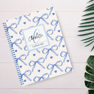 Cuaderno Ilustraciones Dibujadas a Mano Lazos Coquette Azul