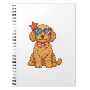 Cuaderno Ilustraciones patrióticas de Goldendoodle