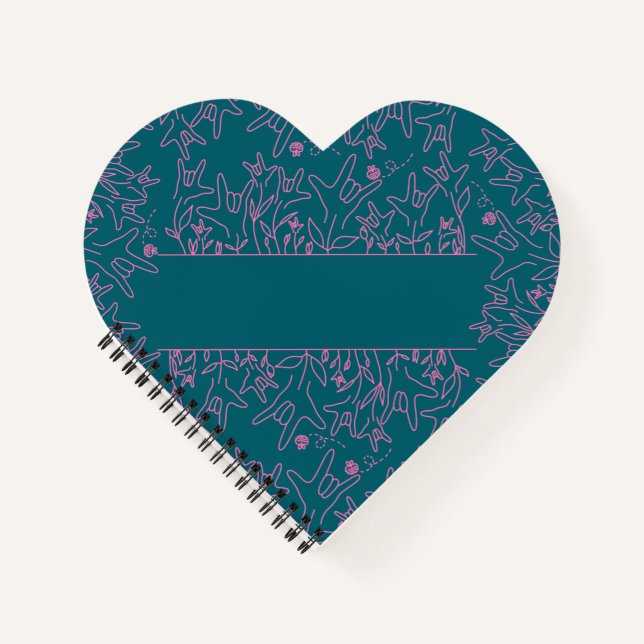 Cuaderno ILY Bloom - Diseño ASL de nombre personalizado (Anverso)