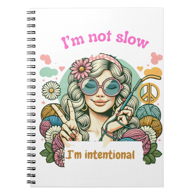 Cuaderno "I'm not slow, I'm intentional - Retro knitting hu (Frente)