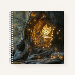 Cuaderno Imagen caprichosa de un hada en el hueco de un árb