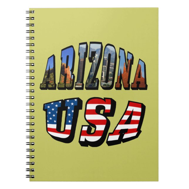 Cuaderno Imagen de Arizona y texto de bandera de Estados Un (Frente)