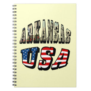 Cuaderno Imagen de Arkansas y texto de la bandera de Estado