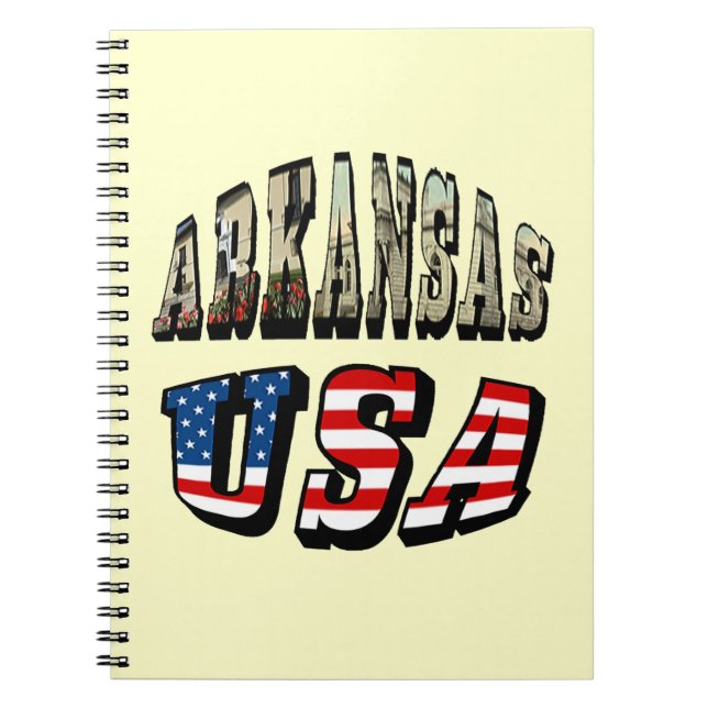 Cuaderno Imagen de Arkansas y texto de la bandera de Estado (Frente)