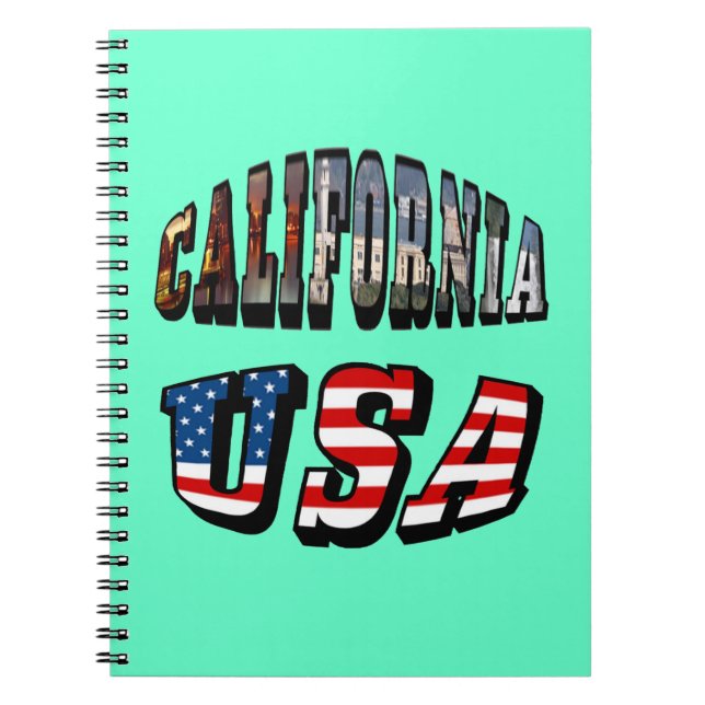Cuaderno Imagen de California y texto de bandera de Estados (Frente)