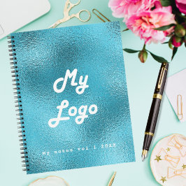 Cuaderno imagen de logo personalizado negocio azul
