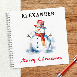 Cuaderno Imagen de Navidad de Muñeco de Nieve Festiva Fiest