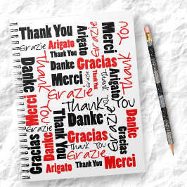 Cuaderno Imagen de personalizado Red Black Gracias Word Clo