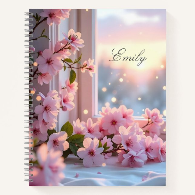 Cuaderno Imagen de Personalizado Rosa Girly personalizada (Anverso)