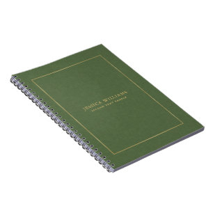 Cuaderno Imagen de textura de lino verde bosque con marco d