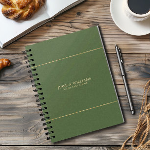 Cuaderno Imagen de textura de lino verde bosque con marco d