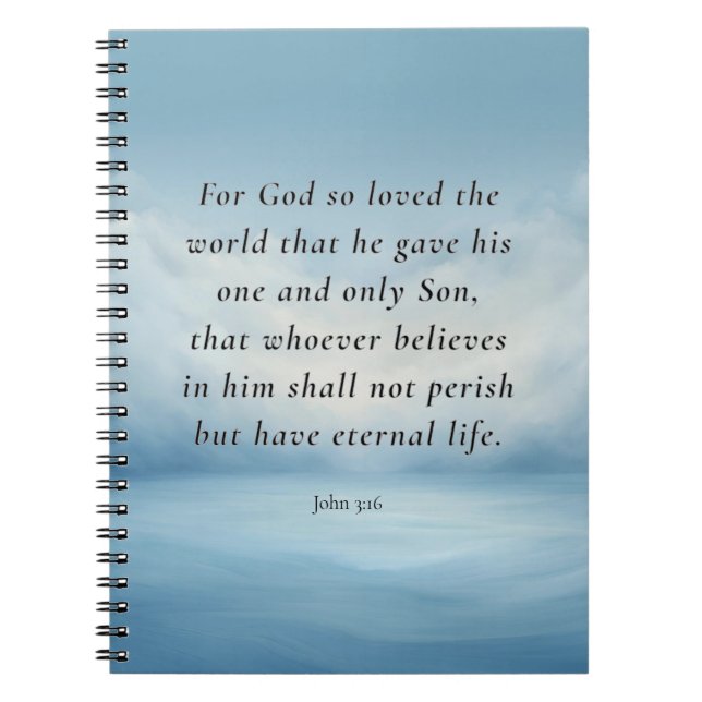 Cuaderno Imagen del versículo bíblico Juan 3:16 (Frente)