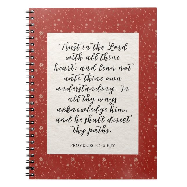 Cuaderno Imagen del versículo de la Biblia Proverbios 3:5-6 (Frente)