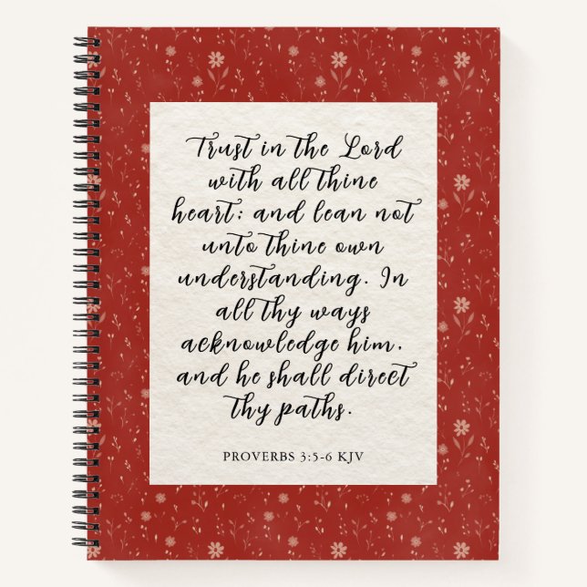 Cuaderno Imagen del versículo de la Biblia Proverbios 3:5-6 (Anverso)