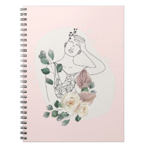 Cuaderno Imagen en espiral de diseño de arte de pared beige
