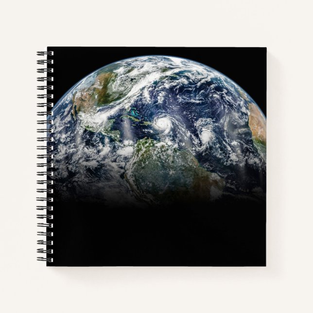 Cuaderno Imagen Mosaica Del Planeta Tierra Con 3 Huracanes (Anverso)