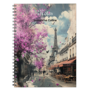 Cuaderno Imagen romántica de PAris con la torre Eiffel