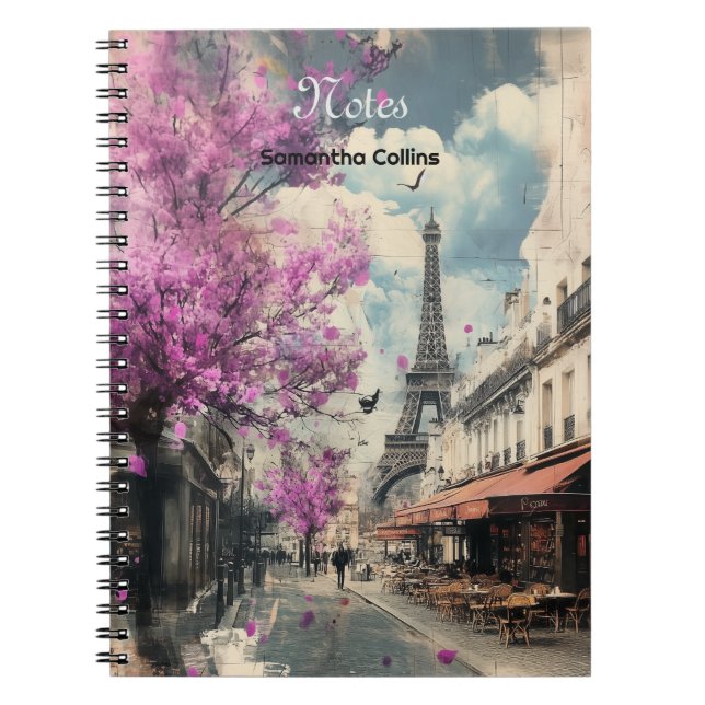 Cuaderno Imagen romántica de PAris con la torre Eiffel (Frente)