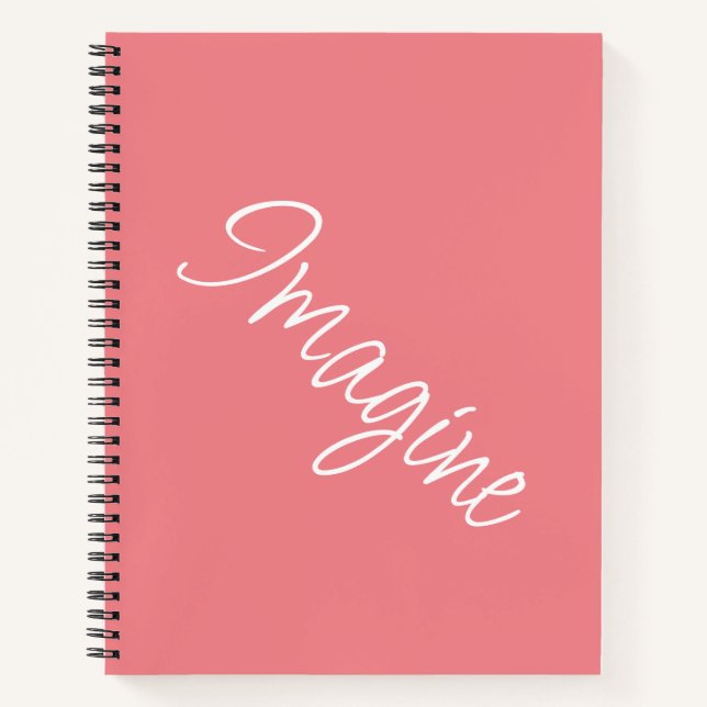 Cuaderno "Imagine" Frase Coral Fondo Rosa (Anverso)