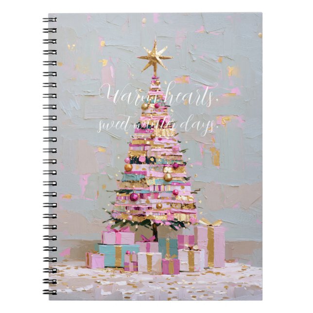 Cuaderno Impasto Pink and Gold Christmas Tree (Frente)