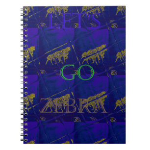 Cuaderno Impresión abstracta azul francés "Let's Go Zebra"