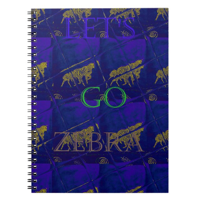 Cuaderno Impresión abstracta azul francés "Let's Go Zebra" (Frente)