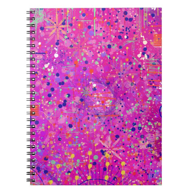 Cuaderno Impresión abstracta del jubileo magenta (Frente)