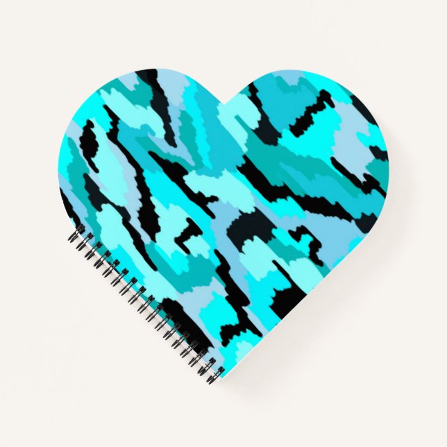 Cuaderno Impresión abstracta verde azulada y negra (Anverso)