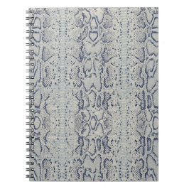 Cuaderno Impresión animal de piel de serpiente gris y azul