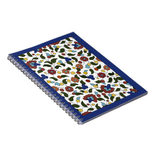Cuaderno Impresión armenia floral - Azul marino y blanco