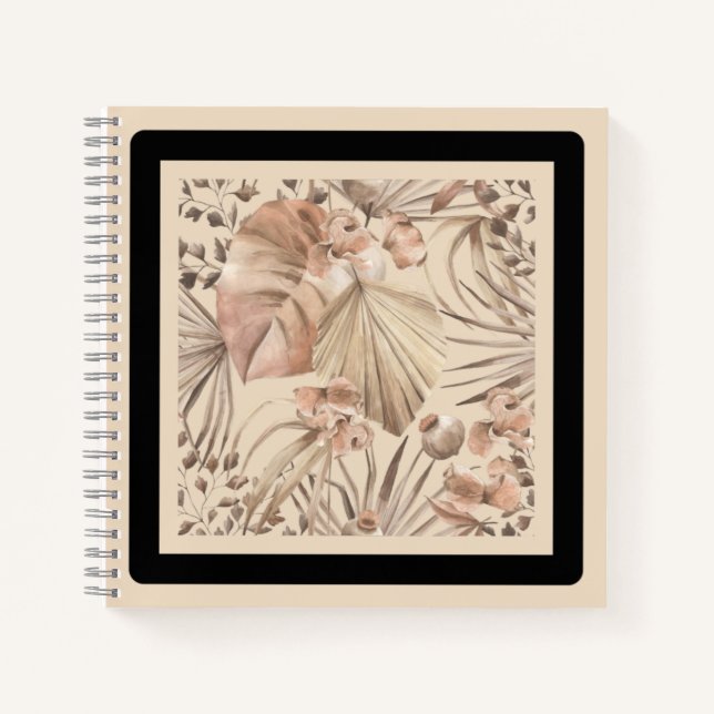 Cuaderno Impresión artística botánica neutral elegante (Anverso)