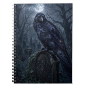 Cuaderno Impresión artística de cuervo gótico oscuro bajo l