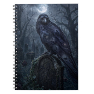 Cuaderno Impresión artística de cuervo gótico oscuro bajo l