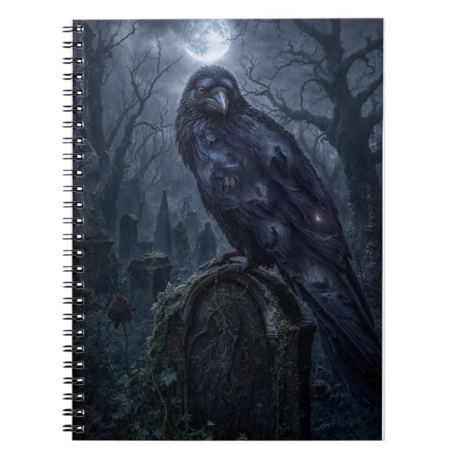 Cuaderno Impresión artística de cuervo gótico oscuro bajo l (Frente)