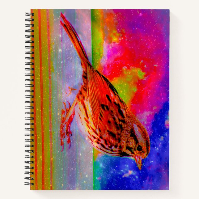Cuaderno Impresión artística de ensueño de aves cósmicas" (Anverso)