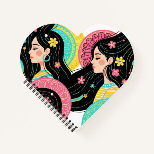 Cuaderno Impresión artística de ilustración de mujeres bohe