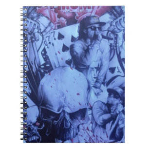 Cuaderno Impresión artística de músicos pop azul púrpura