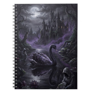 Cuaderno Impresión artística del cisne negro gótico del lag