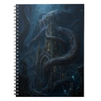 Cuaderno Impresión artística del kraken gótico oscuro del m