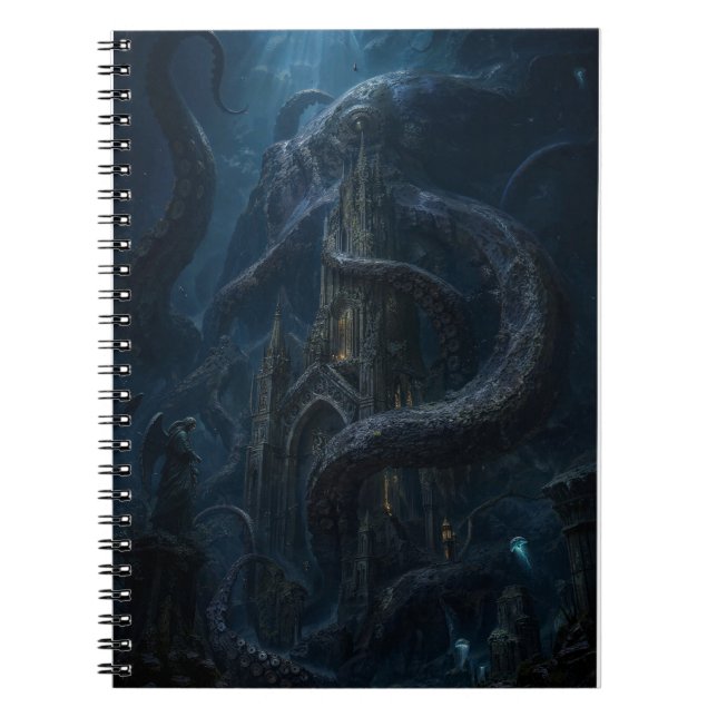 Cuaderno Impresión artística del kraken gótico oscuro del m (Frente)