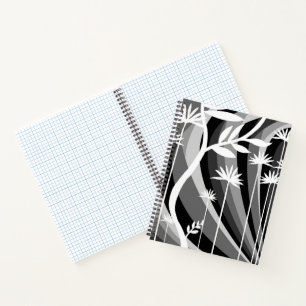 Cuaderno Impresión botánica en blanco y negro