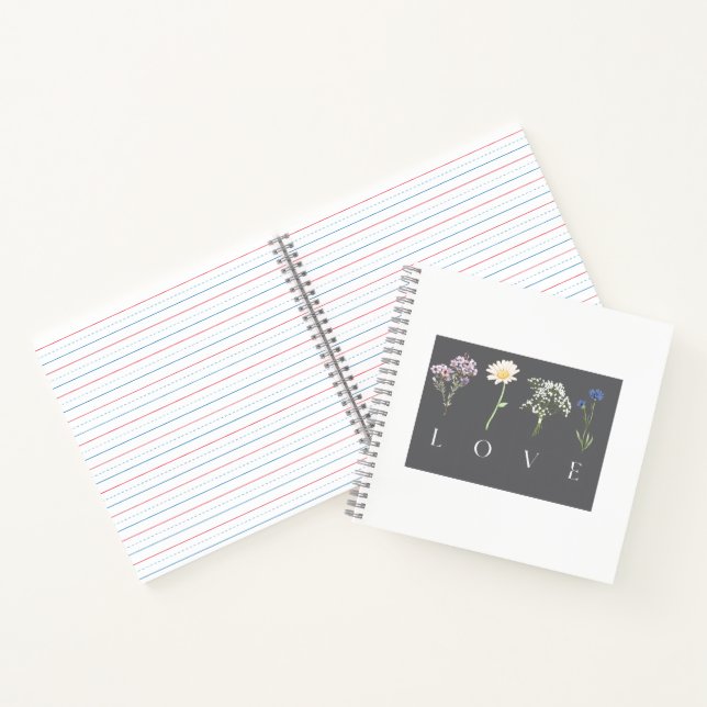 Cuaderno Impresión botánica romántica de flores de AMOR (Interior)