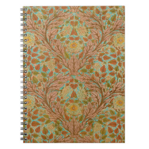 Cuaderno Impresión Botánica Victoriana de Rosa y Hoja de Te